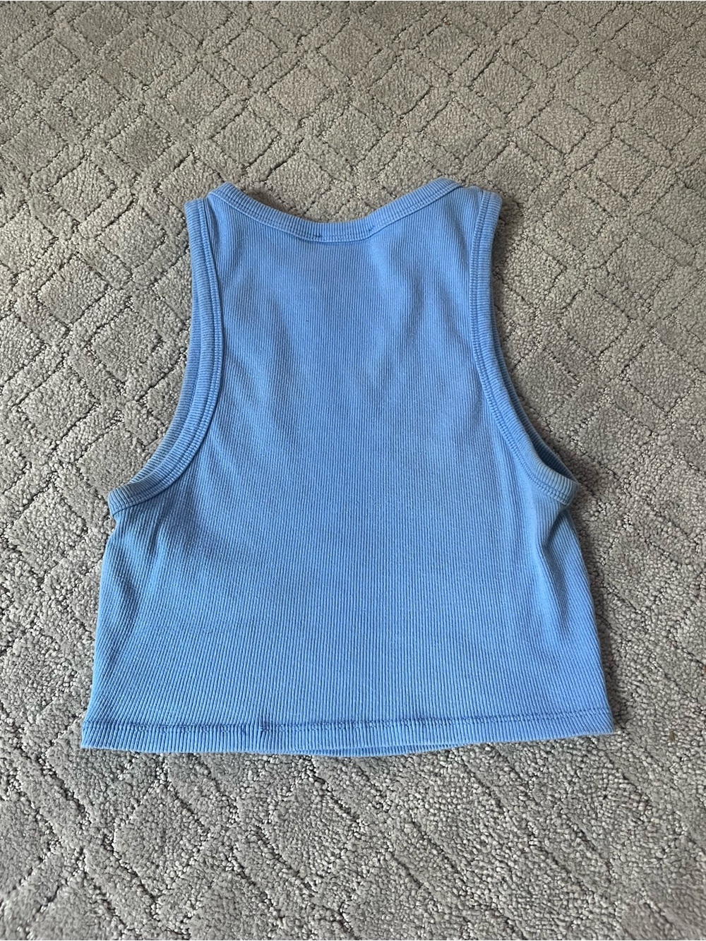 Zara Blue Ribbed Cropped Tank - Picture 3 of 3